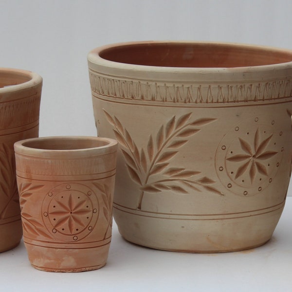 Terracotta Pots, Clay Pots, Handmade Pottery,Flower Pots, Plant Pots, Garden and Home Decor,Pots and Planters. Sun Parsley .FREE SHIP