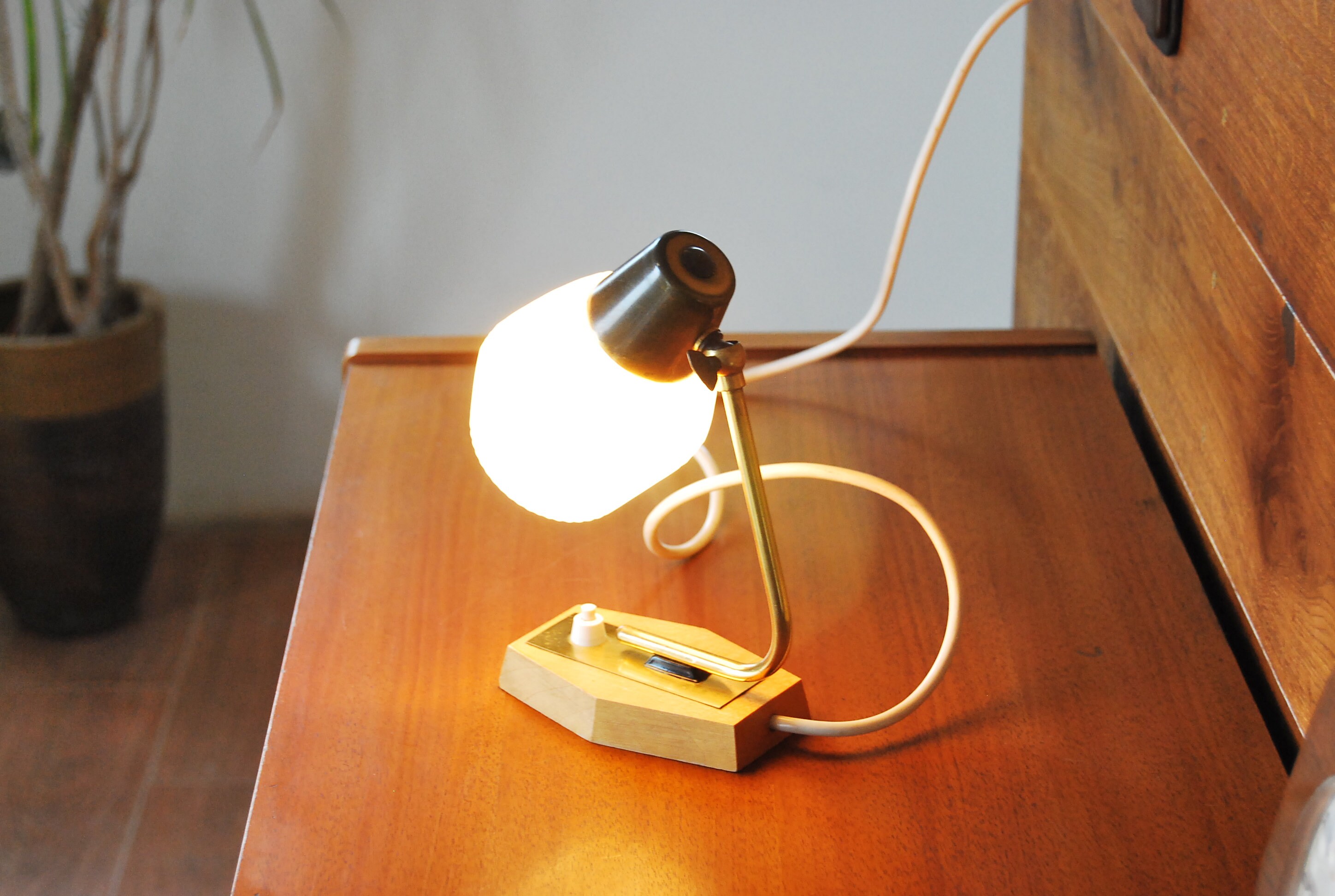 Brass mid century bedside lamp classic modernist lamp from | Etsy