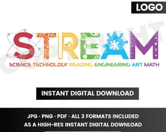 STREAM Logo Science, technologie, lecture, ingénierie, art, mathématiques pour l'école, salle de classe, enseignant