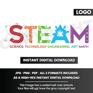STEAM Logo Science, Technology, Engineering, Art, Math For School, Classroom, Teacher