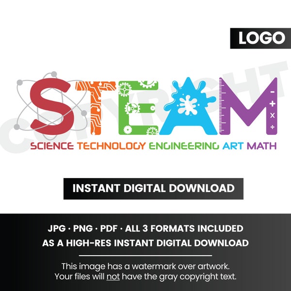 STEAM Logo Science, Technology, Engineering, Art, Math For School, Classroom, Teacher