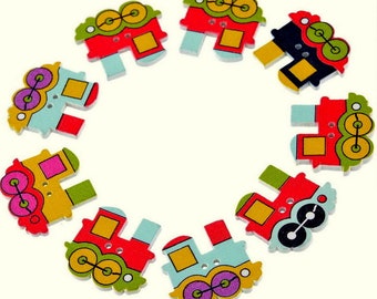 Cars 50 Mixed Vehicles Sewing Buttons Trucks-Airplanes Trains Buttons Colorful Buttons Craft Bus #LMSB-00275 Mixed Button
