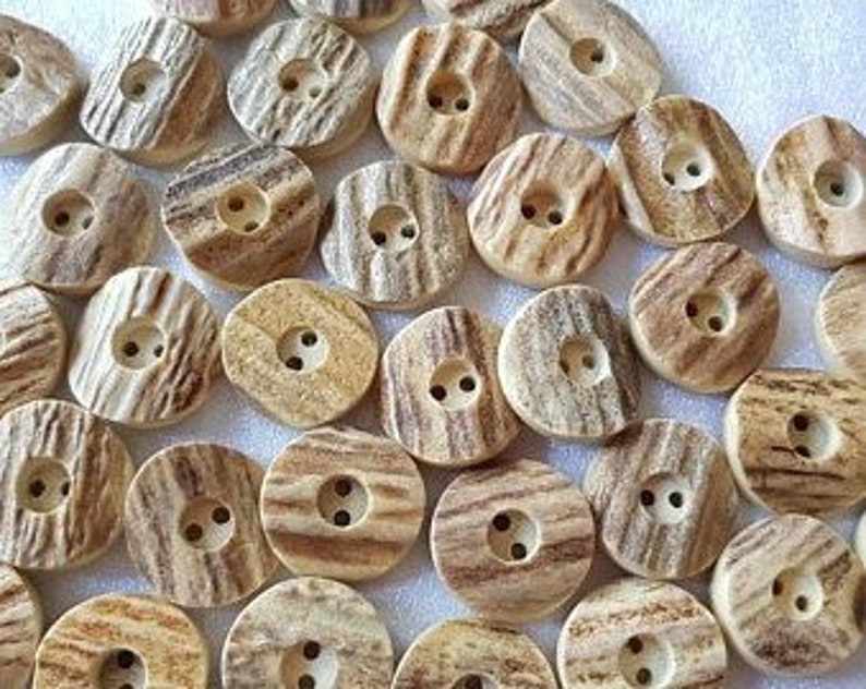 6 beige Brown real deer horn 23 mm Buttons Rustic House HH29h
