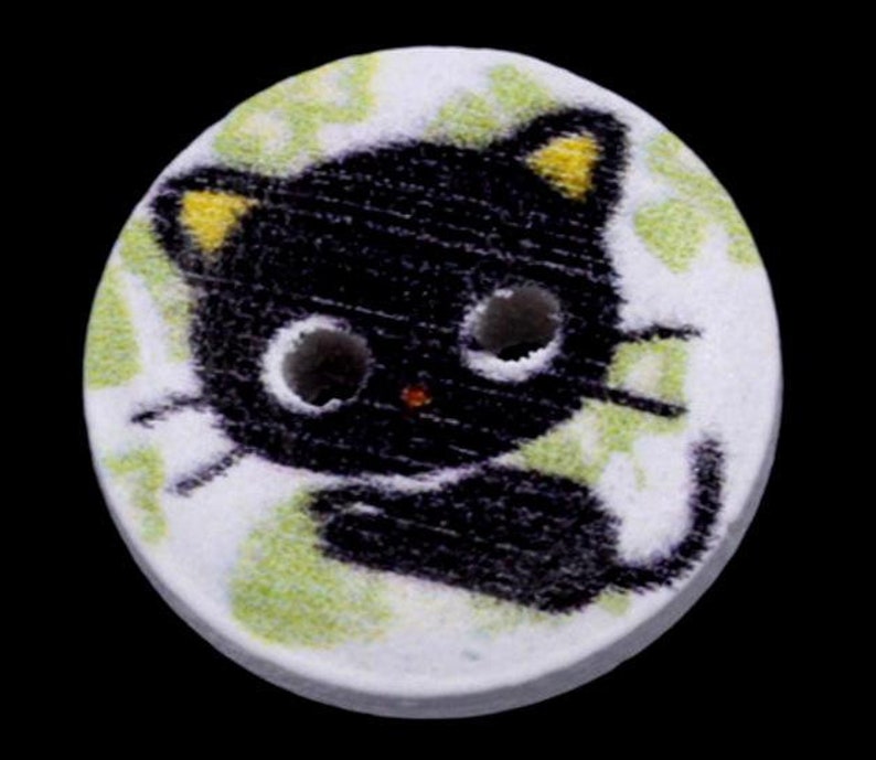 10 White Black Cat and Mouse x 15 mm Wooden Buttons Buttons Kids Ki106a