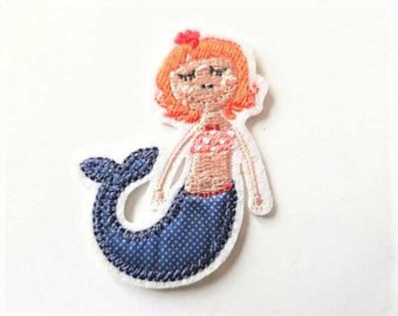 1 blue colorful mermaid applique patch ironing