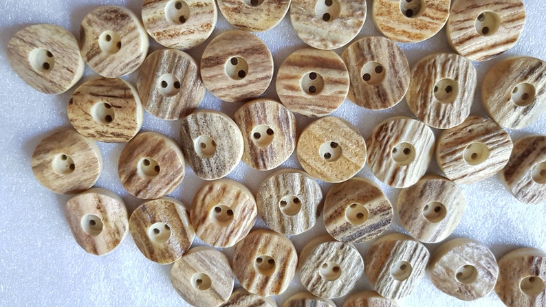6 beige Brown real deer horn 23 mm Buttons Rustic House HH29h