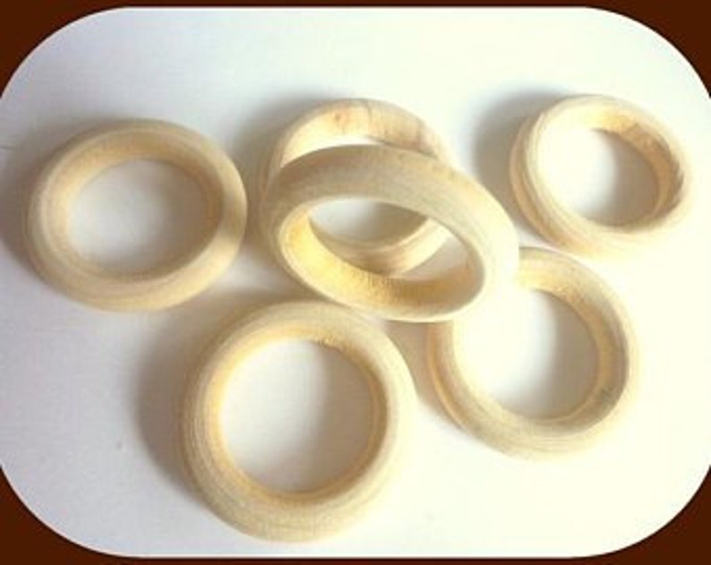 4 light Wood Rings Connector Como 45 mm Wooden Rings Connector makramee