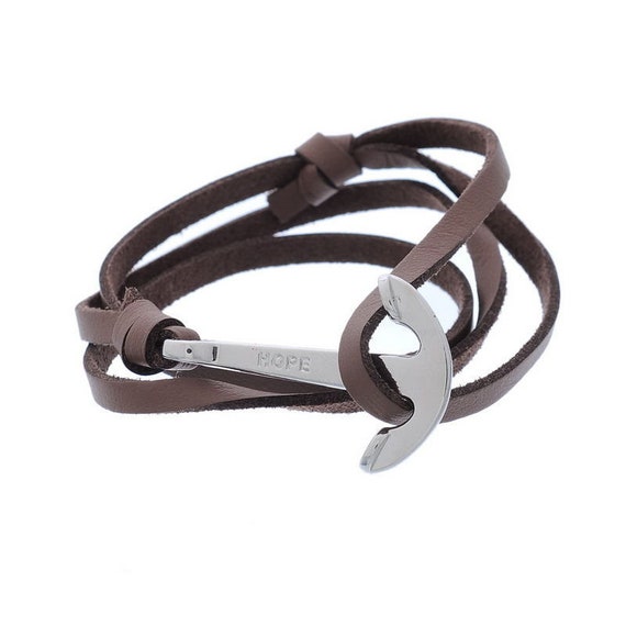 Collar Cuero Diseño Ancla # 1 Color Marron- Collar Cuero Diseño Ancla # 1 Color Marron-