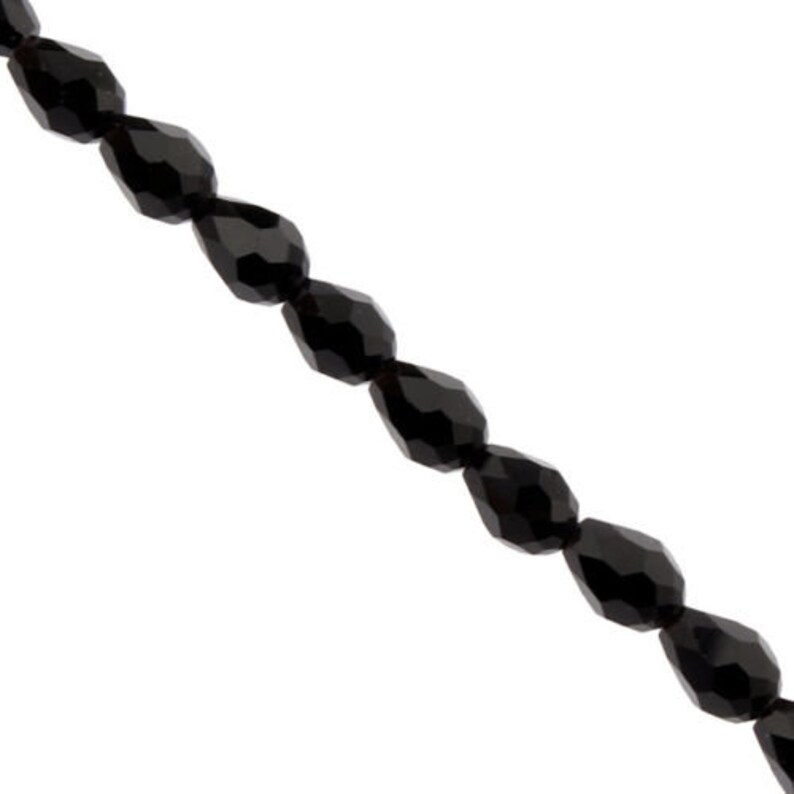 Reduces 40 black Faccetierte 6x8 glass beads