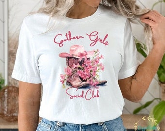 Coquette Southern Girls Social Club Unisex Jersey Short Sleeve | Cowgirl Boots Shirt | Western Graphic tee | Oversized Tee | Coquette Shirt