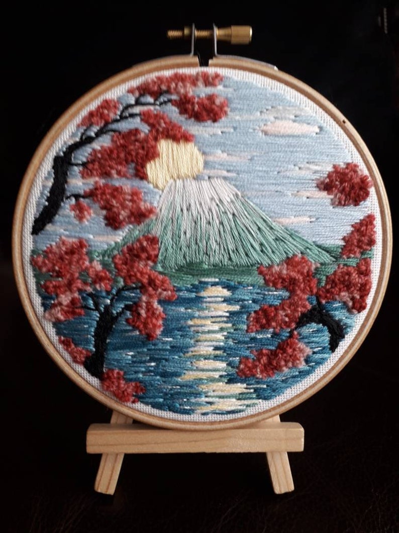Mount fuji sacred mountain japanese landscape embroidery  etsy