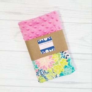 Bright floral baby lovey blanket.   Floral baby shower gift.  READY TO SHIP
