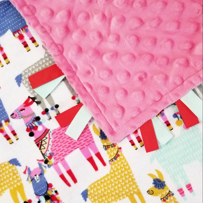 Party Llamas Baby Lovey Blanket. Baby Girl Llama Gift. READY Etsy