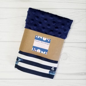 Striped whale baby lovey blanket.  Whale baby shower gift.  READY TO SHIP.