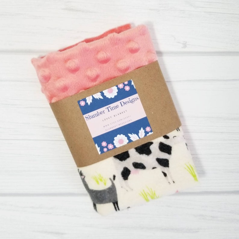 READY TO SHIP Farm animals baby lovey blanket Baby girl farm baby shower gift