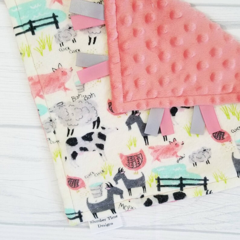 READY TO SHIP Farm animals baby lovey blanket Baby girl farm baby shower gift