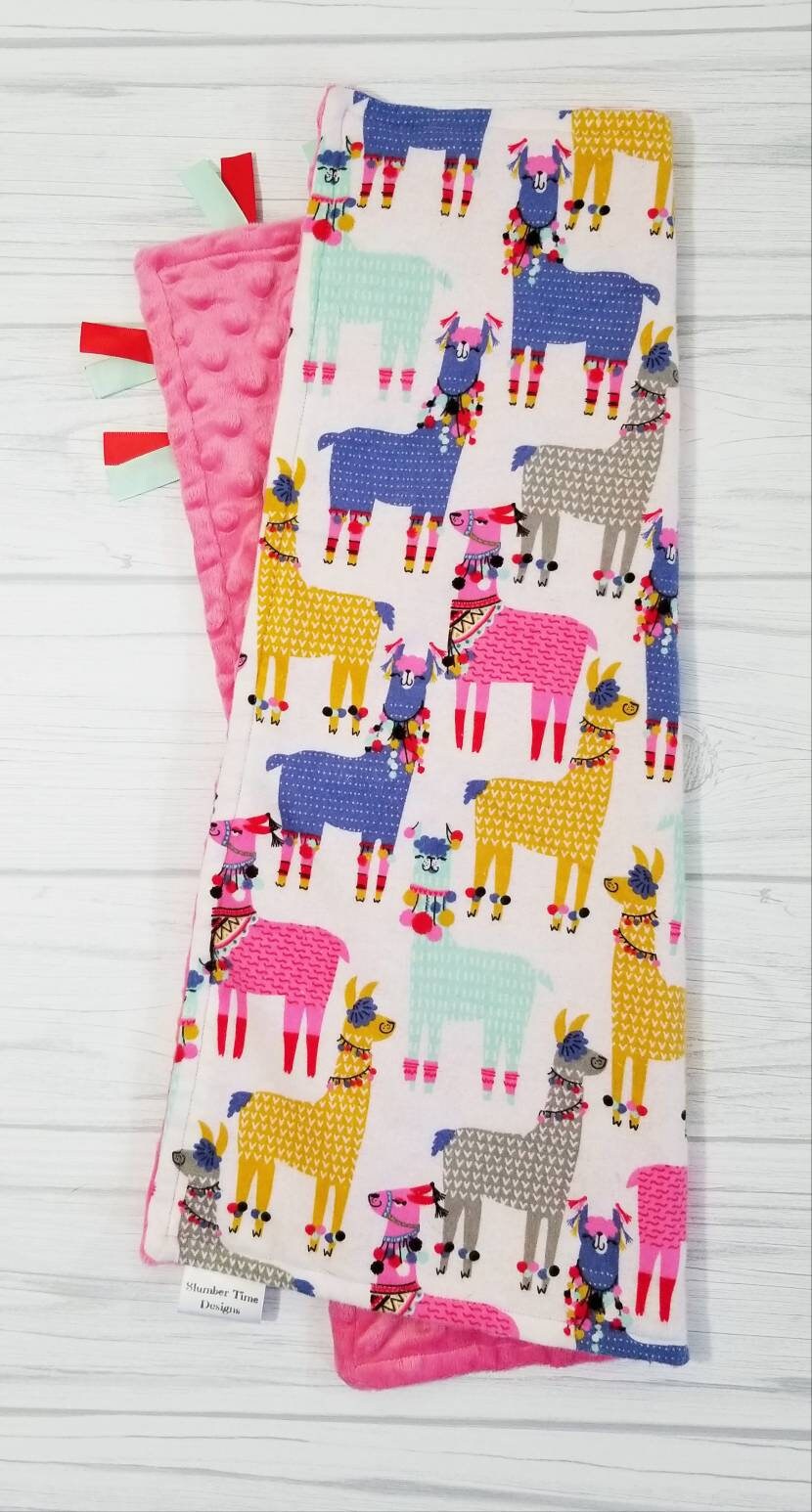 Party llamas baby lovey blanket. Baby girl llama gift. READY Etsy