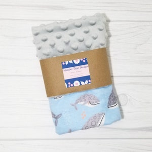 Whale baby lovey blanket.  Whale baby shower gift.  READY TO SHIP.