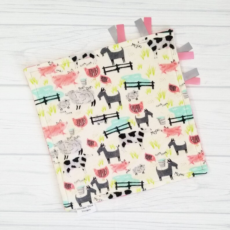READY TO SHIP Farm animals baby lovey blanket Baby girl farm baby shower gift