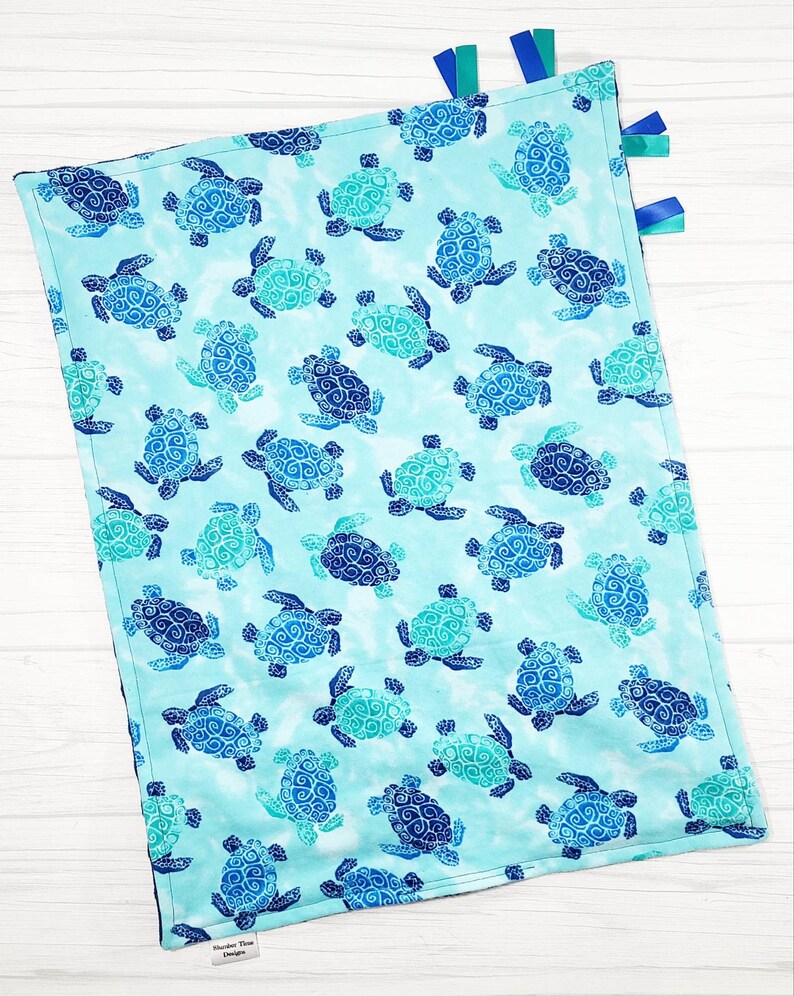 Sea turtle baby lovey blanket . Sea turtle baby shower gift. READY TO SHIP image 6