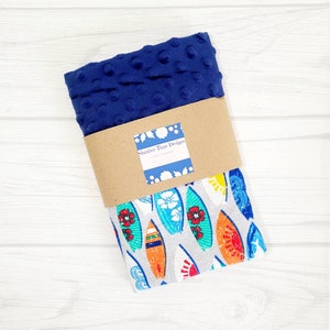 Surf boards tropical baby lovey blanket.  Baby boy lovey blanket.  Surfing baby gift.  READY TO SHIP