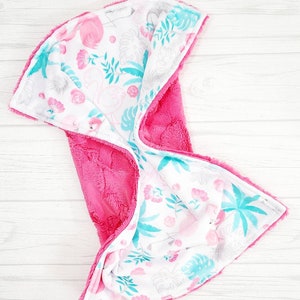 Tropical flamingo baby lovey blanket.  Flamingo baby shower gift.  Tropical baby gift.  READY TO SHIP