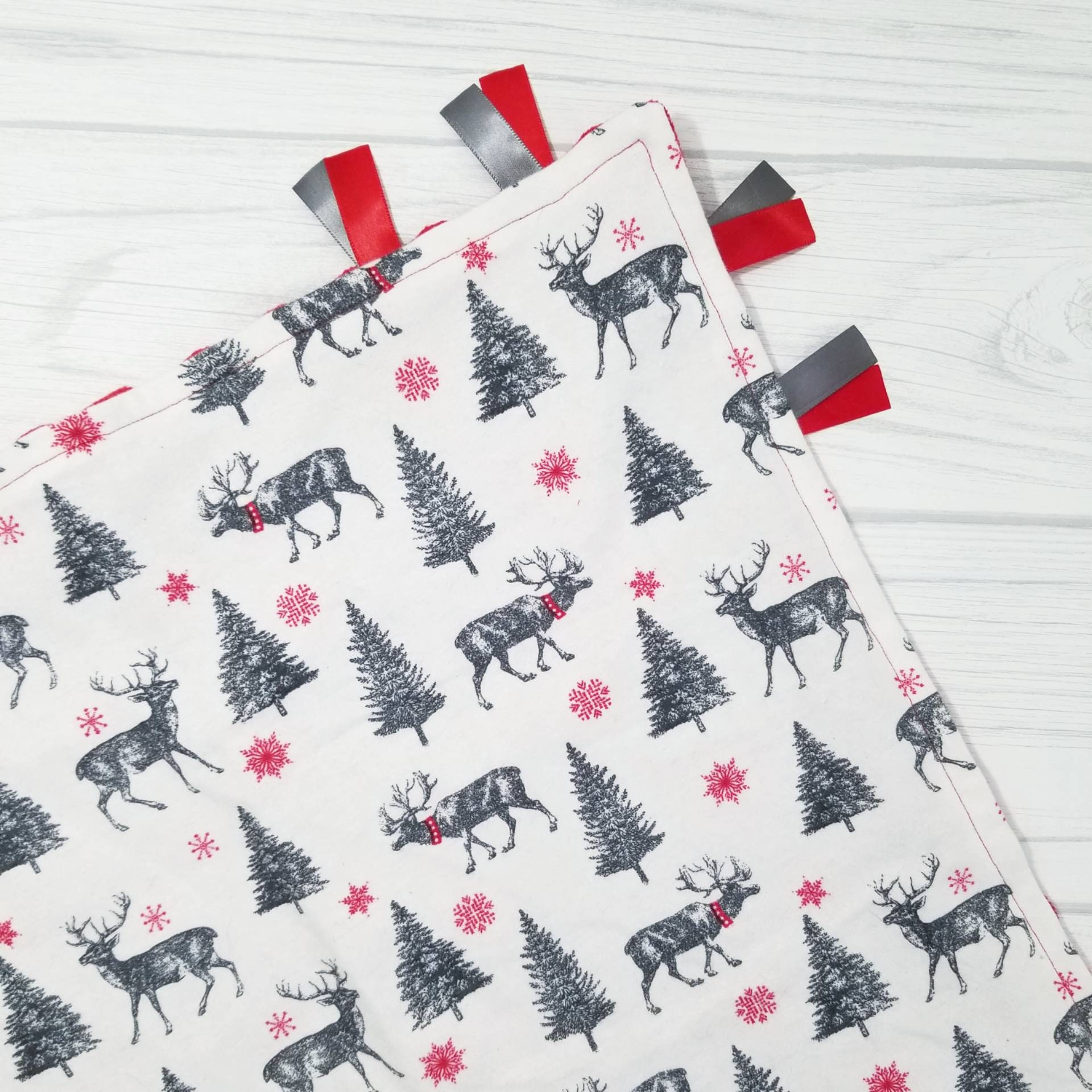 Christmas reindeer baby lovey blanket. Christmas lovey | Etsy