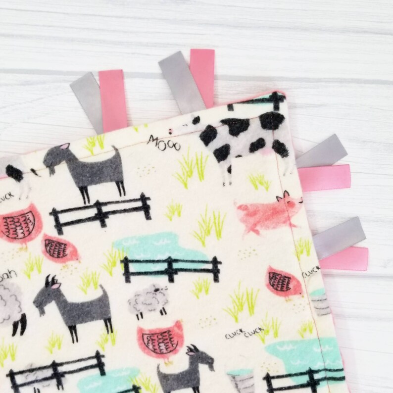 READY TO SHIP Farm animals baby lovey blanket Baby girl farm baby shower gift