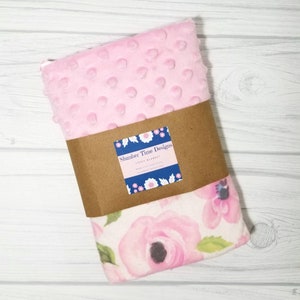 Pink floral baby lovey blanket.   Baby girl lovey blanket.  READY TO SHIP