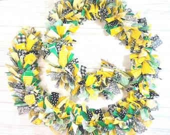 Hand Tied Lemon Rag Garland: Rustic Summer Decor