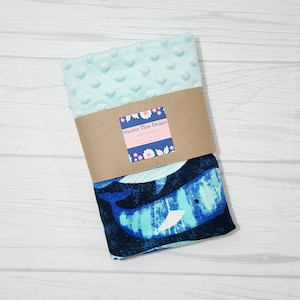 Whale baby lovey blanket.  Whale baby shower gift. READY TO SHIP.