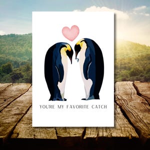 Pinguin-Jubiläumskarte | süße Liebeskarte für Paare | lustiger Hochzeitsgruß | für Sie, für Ihn, Mann, Frau, Freund | Lieblingsfang
