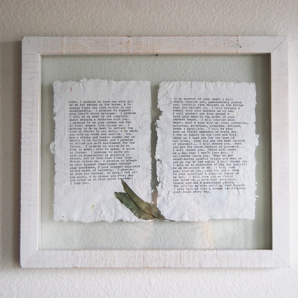 Typewriter Wedding Vows on Handmade Paper