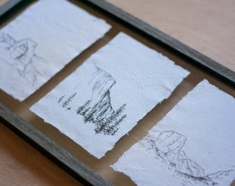 National Park Drawings on Handmade Paper