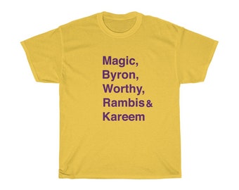 T-shirt Lakers Showtime Magic, Kareem, Digne, T-shirt Champions
