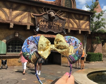 Beauty and the Beast Stained Glass Mickey Mouse Ears