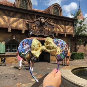 Beauty and the Beast Stained Glass Mickey Mouse Ears