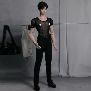 Muscle Man 1/4 BJD Doll Fullset: Punk Biker Style, Eight Pack Abs, 49.5cm