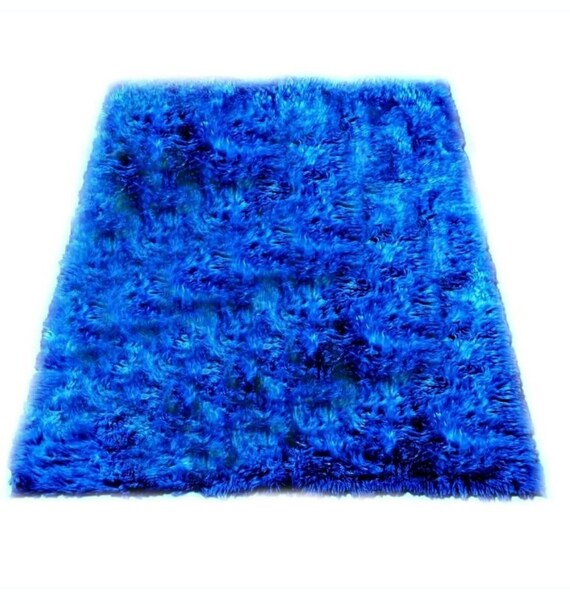 Royal Blue Faux Fur Rug Soft Plush Cozy Fluffy Thick Fur Rug Etsy