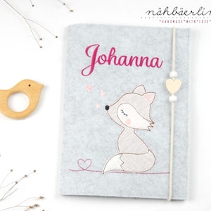 U-Heft Hülle Fuchsliebe Johanna mit Namen und Fach für Impfpass und Visitenkarte 3 in 1 * Filz *  individualisierbar