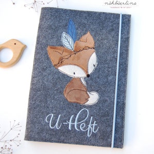U-Heft Boho Fuchs * mit Namen und Fach für Impfpass und Visitenkarte 3 in 1 * Filz * Umschlag * individualisierbar
