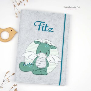 U-Heft kleiner Drache mit Flügeln* Namen und Fach für Impfpass und Visitenkarte 3 in 1 * Filz * Umschlag * individualisierbar