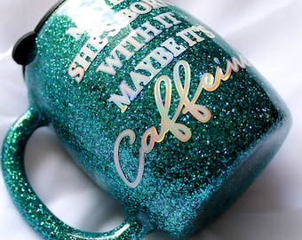 Glitter Coffee Tumbler: Caffeine Addict Mug