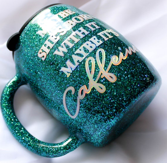Glitter Coffee Tumbler: Caffeine Addict Mug