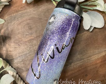 Leopard Glitter Tumbler: Custom Purple Swirl Coffee Mug