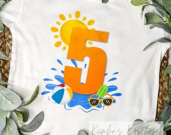 Chemise d'anniversaire personnalisée à la piscine : t-shirt d'été amusant