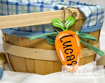 Easter Basket Name Tags - Carrot Shaped Personalized Labels for Kids' Baskets