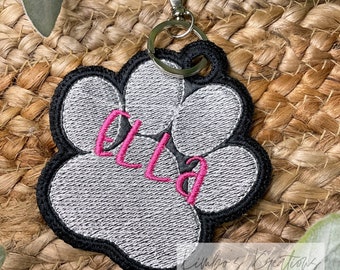 Embroidered Leather Backpack Tag | Paw Print Bag Tag | Back to School Name Tag |Monster Truck Backpack Tag | 1st Grade Kindergarten Gift