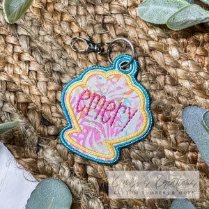 Embroidered Seashell Backpack Tag: Personalized Kids School Bag