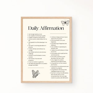 Positive Affirmations, Words of Affirmation Poster, Trendy Wall Prints, Daily Affirmations| Digital download Wall Art